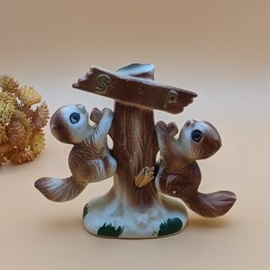 VTG MCM Hanging Squirrel Salt & Pepper Shaker Set